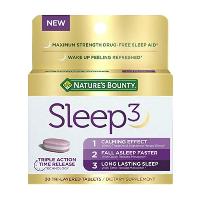 Natures Bounty Sleep3 Tri-Layer Melatonin Time Release Tablets, 30 Ea, 6 Pack