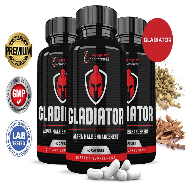 (3 Pack) Gladiator Alpha Advanced Men'S Health Formula 1484Mg 180 Capsules