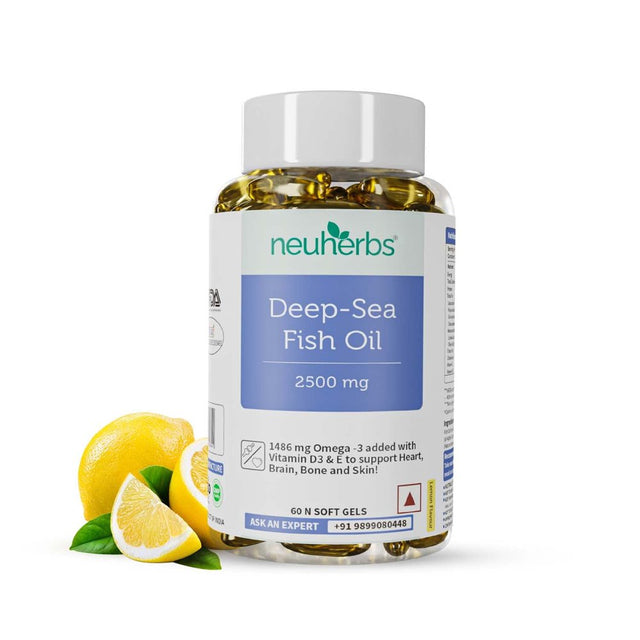 Neuherbs Deep Sea Omega 3 Fish Oil - Omega 3 Supplement Triple Strength 2500 Mg (Essential Fatty Acid Combination of 1486 Mg 892 Mg EPA and 594 Mg DHA per Serving)