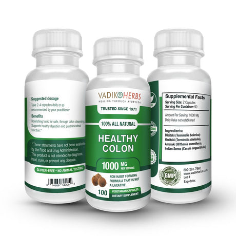 Healthy Colon by Vadik Herbs | Detox, Weight Loss, Increased Energy Levels | Safe, Herbal Bowel Cleanser | Ayurvedic Ayurveda Formula Made in the USA | Triphala (Trifala) plus Senna