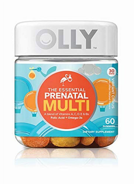 OLLY the Essential Prenatal Gummy Multivitamin, 60Ct, Sweet Citrus,