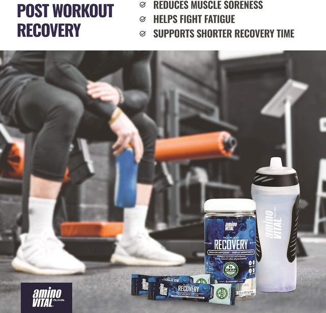 Amino Vital Action & Rapid Recovery- BCAA Amino Acids Pre and Post Workout Packets | No Caffeine, Vegan, Gluten Free | 14 Single Serve Stick Pack | Grape and Blueberry Flavor