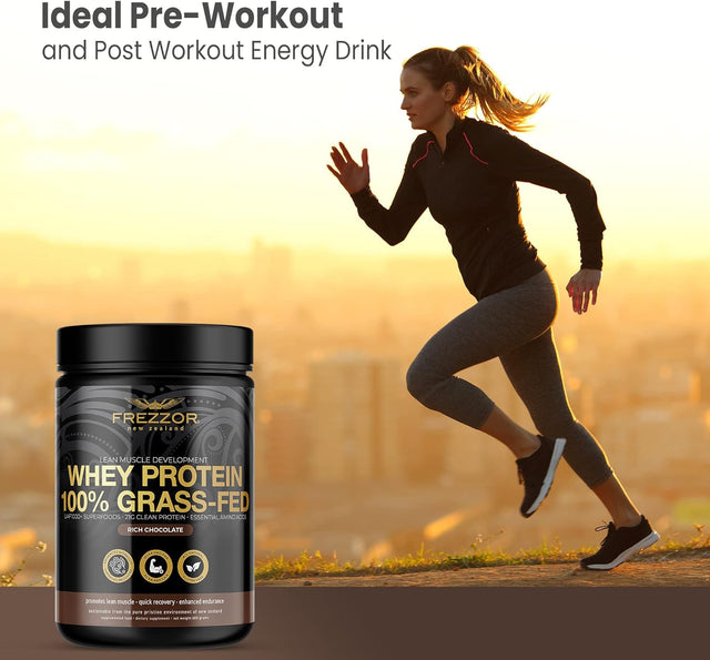 FREZZOR 100% Grass-Fed Whey Chocolate Protein Powder with UAF1000+, Keto Friendly, 21G Protein, Bcaas & Eaas, Gmo-Free, Rbgh-Free, No Added Sugar/Preservatives, Made in New Zealand, 600 Grams, 1 Count