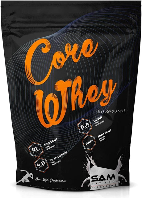 Samfit Pro Core Whey | Unflavoured | 21G Protein | 5.4G BCAA | 4G Glutamine | 1 Kg 2.2 Lbs |