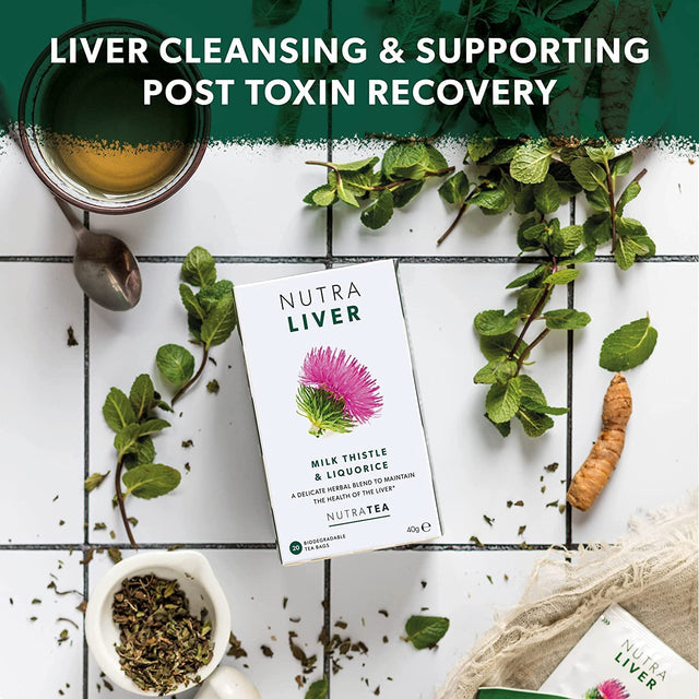 NUTRALIVER - Detox Tea for Liver Cleansing and Support - with Milk Thistle, Turmeric & Fennel - 20 Tea Bags - Herbal Tea by Nutra Tea