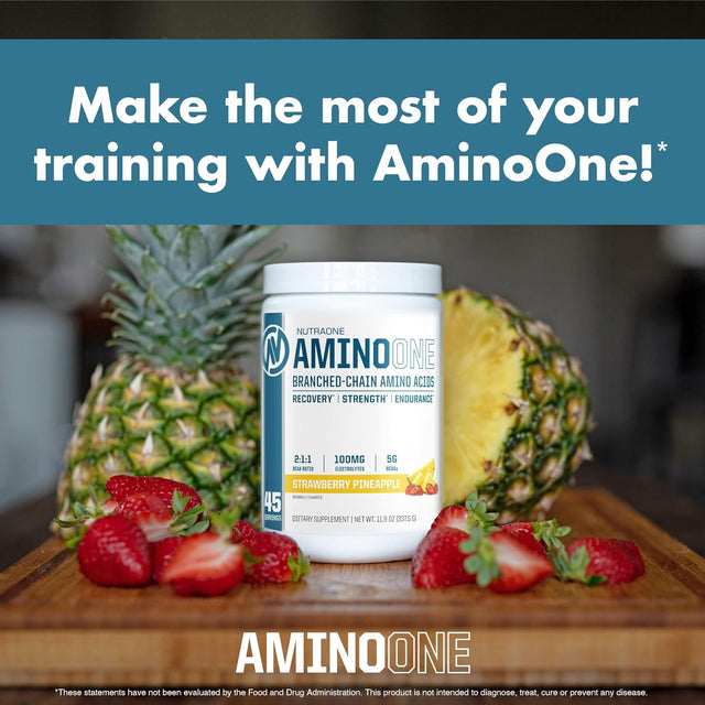 Nutraone Nutrition Aminoone, Branched-Chain Amino Acids, Post Workout Recovery, Premium Hydration, Build Muscle – Strawberry Pineapple*