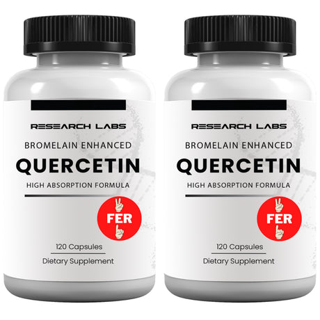 Research Labs Quercsalis™ Quercetin W/ Bromelain, 2 Bottle Special, 240 Veg Capsules. High Absorption Formula. Supports Cardiovascular, Immune, Anti-Inflammatory, Anti-Oxidant Health