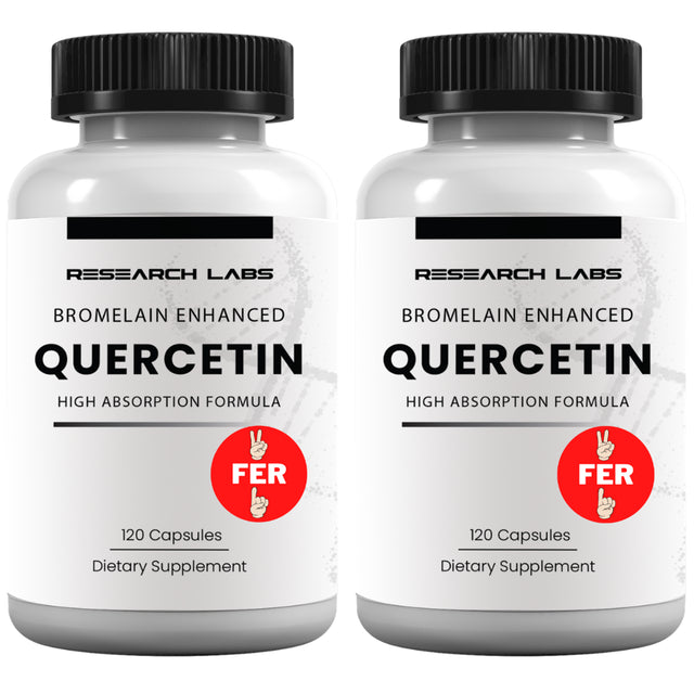 Research Labs Quercsalis™ Quercetin W/ Bromelain, 2 Bottle Special, 240 Veg Capsules. High Absorption Formula. Supports Cardiovascular, Immune, Anti-Inflammatory, Anti-Oxidant Health