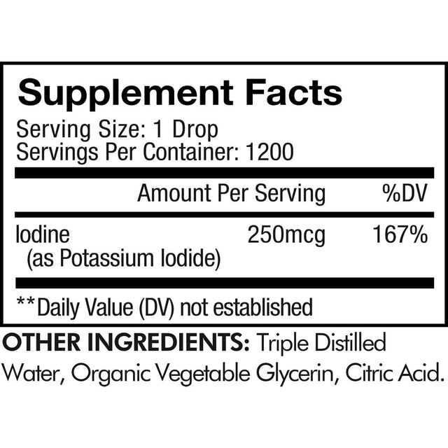 Codeage Iodine + Supplement, USDA Certified Organic, Vegan Liquid Iodine Drops, Mineral Solution, 2 Fl Oz