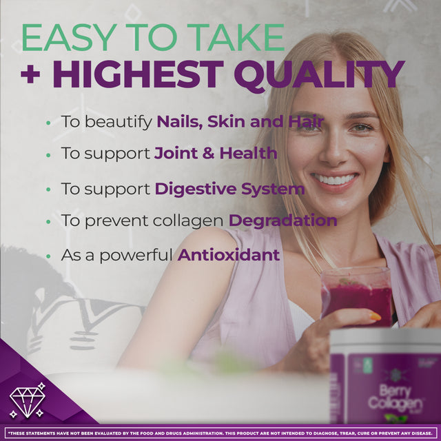 Berry Collagen Blast Powder Hydrolyzed (1) |Premium Blend Grass-Fed - Soy Free | Dual Action Collagen Peptides | Support Bones and Joints | Blueberry & Blackberry | IGEN GMO - 204 Grams