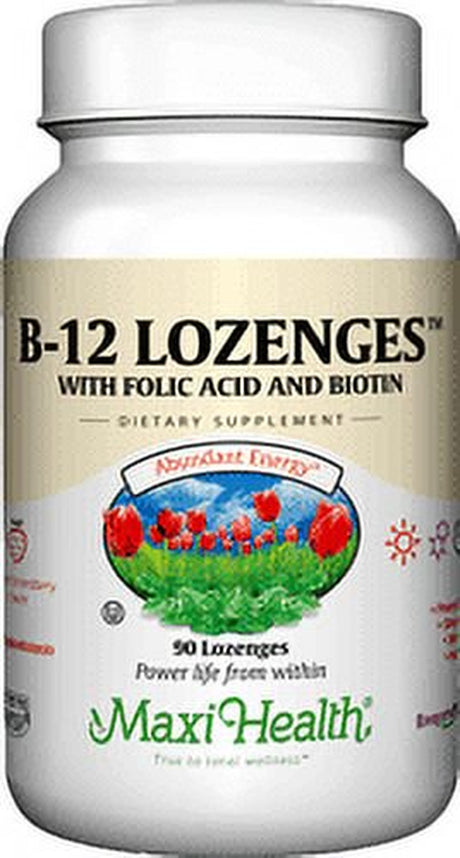 Maxi Health Kosher B12 Lozenges with Folic Acid and Biotin - 90 Chewables