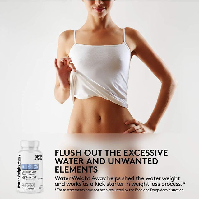 Youth & Tonic Water Weight Away Pills to Reduce Waistline and Relief Swelling Because of Fluid Retention & Activated Charcoal Pills for Gas Relief and Digestive Bloating