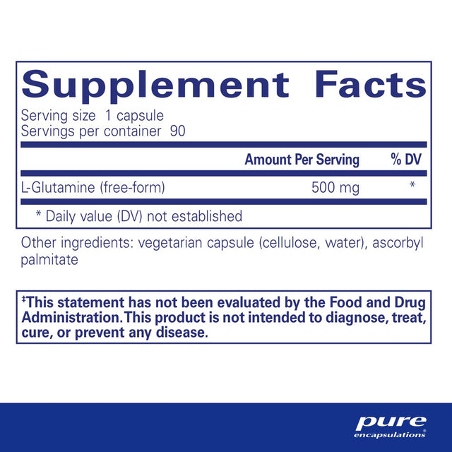 Pure Encapsulations L-Glutamine 500 Mg | Supplement for Immune and Digestive Support, Gut Health and Lining Repair, Metabolism Boost, and Muscle Support | 90 Capsules