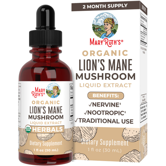 Maryruth'S | USDA Organic Lions Mane Mushroom Liquid Drops | Nootropic Herbal Supplement | Vegan, Non-Gmo | 1 Fl Oz / 30 Ml