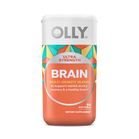 OLLY Ultra Strength Brain Softgels, Nootropic Supplement, Bacosides, Omega-3S, 60 Ct