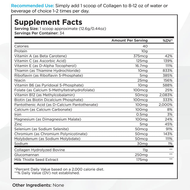 Livingood Daily Collagen + Multi - Hydrolyzed Collagen Peptides Powder W/ Multivitamin, 30 Servings