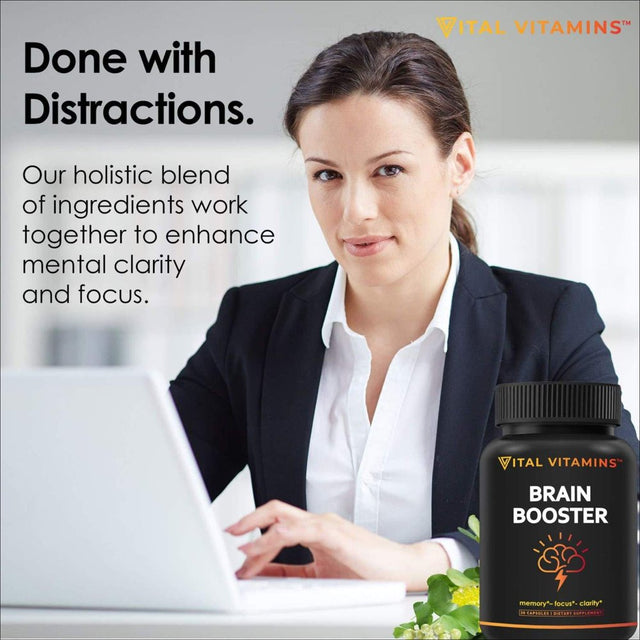 Brain Supplement Nootropics Booster - Enhance Focus, Boost Concentration, Improve Memory & Clarity for Men & Women, Ginkgo Biloba, DMAE, Mind Enhancement, IQ Neuro Energy, Vitamin B12, Bacopa Monnieri