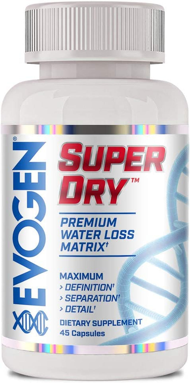 Evogen Nutrition Super Dry | Premium Water Loss, Shredded, Definition, Dandelion, Horsetail, Uva Ursi, Grains of Paradise, Juniper Berry, Bioperine, | 45 Capsules