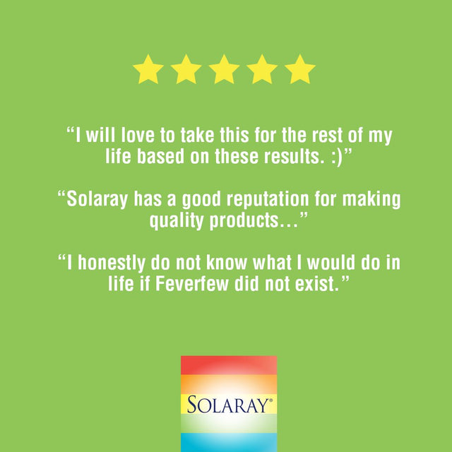 Solaray Feverfew Leaf 380 Mg | Healthy Circulation, Blood Vessel Tone, Comfort Support | Non-Gmo & Vegan | 100 Vegcaps