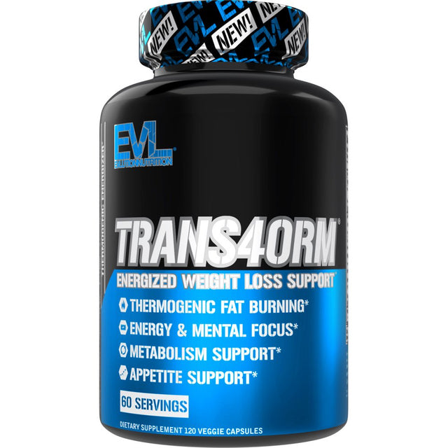 Trans4Orm Thermogenic Fat Burner Supplement - EVL Nutrition Weight Loss Pills Metabolism Booster - Appetite Suppressant for Weight Loss Diet Pills for Men & Women (60 Servings)