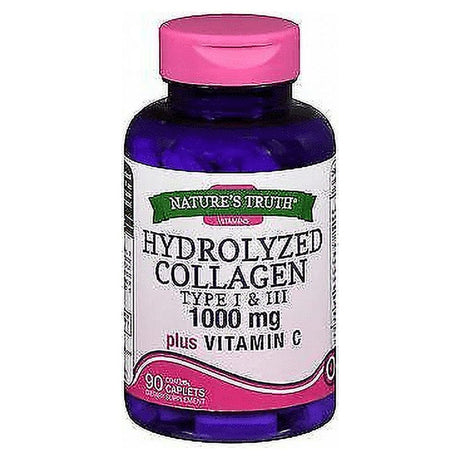 Nature'S Truth Vitamins Hydrolyzed Collagen Type I & III plus Vitamin C - 90 Coated Caplets, Pack of 5