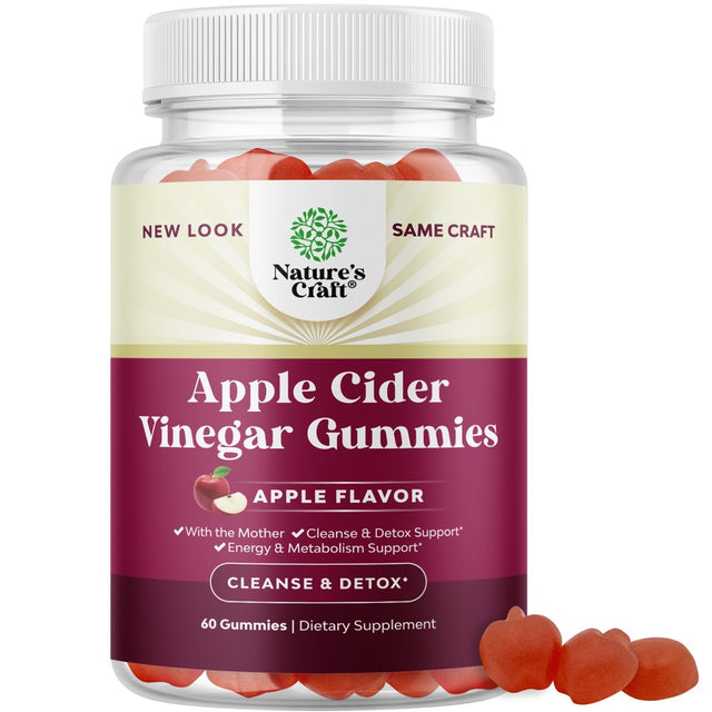 Apple Cider Vinegar Gummies for Weight Loss - Nature'S Craft Keto ACV Gummies with the Mother 60Ct - Appetite Suppressant & Full Body Detox Cleanse