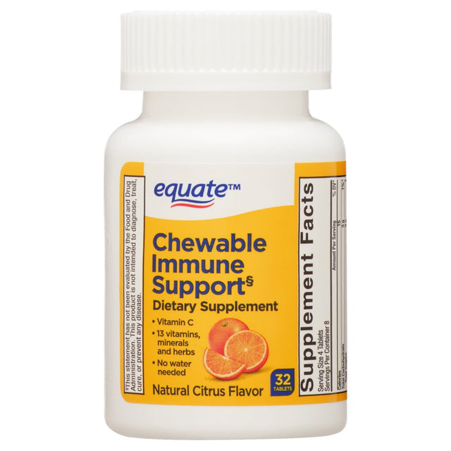 Equate Chewable Immune Support, Dietary Supplement, over the Counter, Citrus, 32 Count