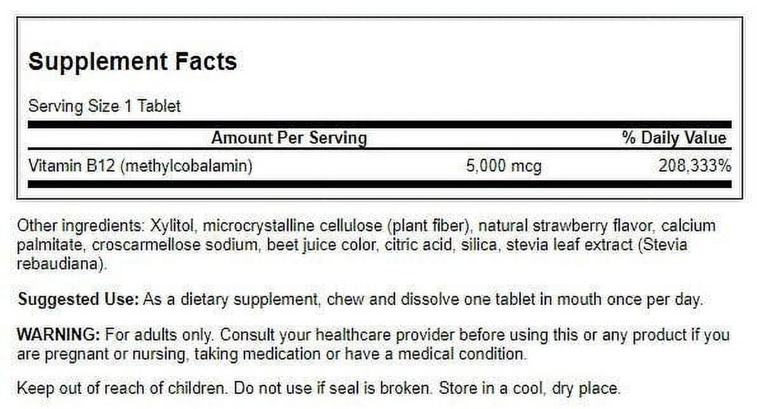 Swanson Vitamin B12 Methylcobalamin - High Absorption 5,000 Mcg 60 Tab ...