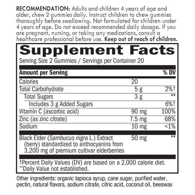 Sambucus Standardized Elderberry Gummies for Immune Support*, 40 Count