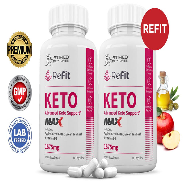 (2 Pack) Refit Keto ACV MAX Pills 1675Mg Alternative to Gummies Dietary Supplement 120 Capsules