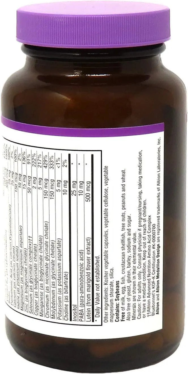 Bluebonnet Nutrition Multi One Iron Free Vegetable Capsules, Complete Full Spectrum Multiple, B Vitamins, General Health, Gluten & Milk Free, Kosher, 3 Month Supply, White, 90 Count