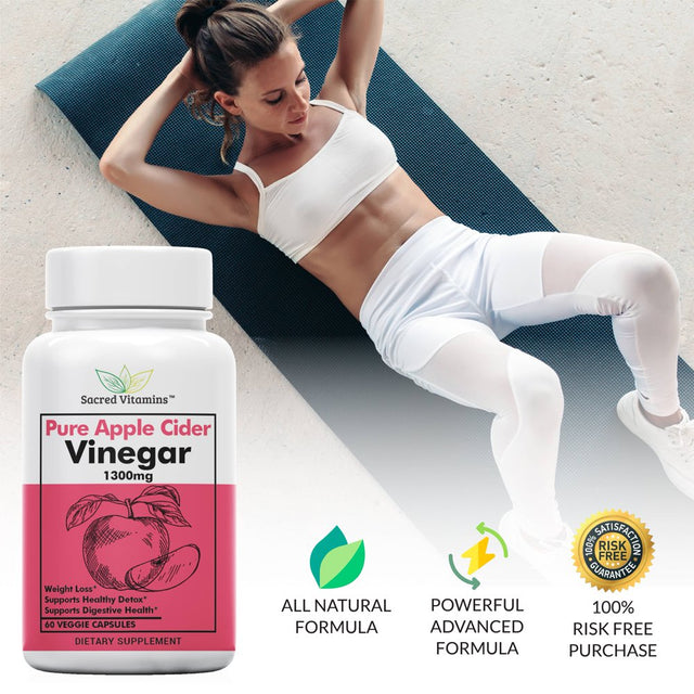 Premium Apple Cider Vinegar Capsules for Weight Management and Detox Cleanse - Natural Energy, Improved Digestion, and Metabolism Booster - Complete Diet Pills for Men and Women - 60 Dietary Capsules