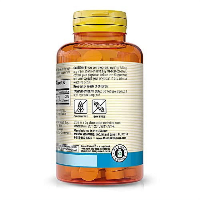 Mason Natural, Potassium Gluconate, 595 Mg Tablets, 100-Count Bottles (Pack of 3), Dietary Supplement Supports Healthy Blood Pressure, Overall Heart Health, Muscle Health, and Organ Health