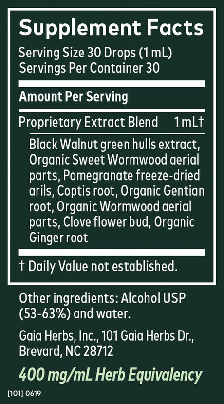 Gaia Herbs Wormwood Black Walnut Supreme, 1 Fl Oz (30 Ml)