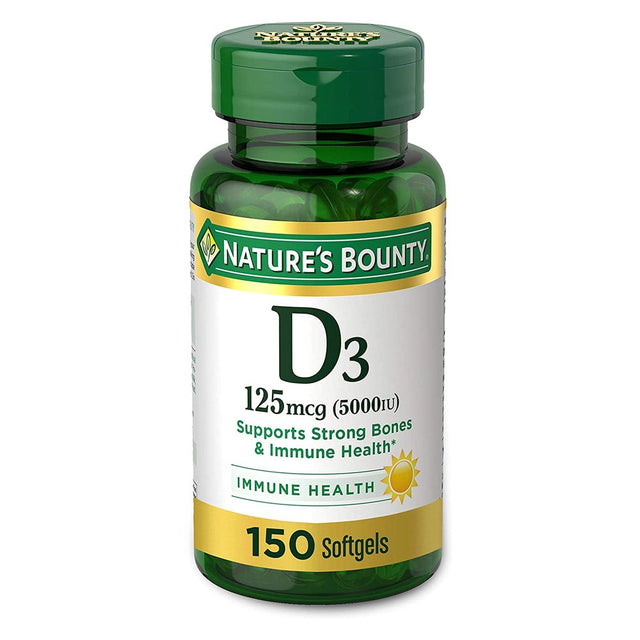 Nature'S Bounty Vitamin D3 Vitamin Supplement. Immune System and Bone Support. 5000 IU. 150 Softgels. Pack of 3