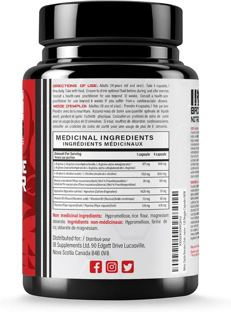 Nitric Oxide Booster | Extra Strength Pumps Supplements | Pre-Workout with L-Arginine | Maximum Blood Flow & Vascularity | Increase Muscle Pumps, Energy & Endurance - 120 Veggie Capsules