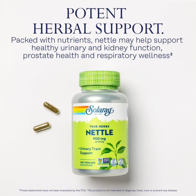 Solaray Nettle Leaf 900Mg | Healthy Kidney, Urinary & Prostate Support | Traditional Use for Healthy Allergy Response & Respiratory Wellness | 180 CT