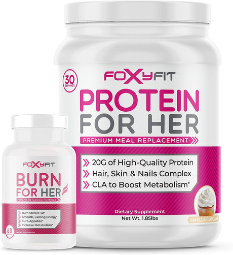 Burn for Her and Protein for Her (Vanilla Cupcake) by Foxy Fit Weight Loss & Muscle Building Bundle