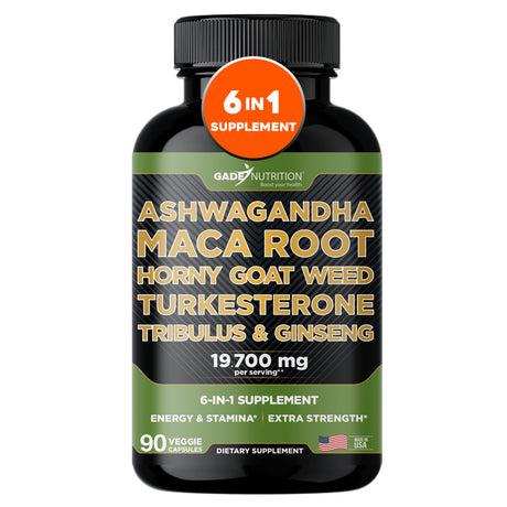 Ashwagandha with Horny Goat Weed, Maca, Ginseng, Tribulus | Male & Female Enhancement Pills | Booster for Energy, Mood, Performance & Endurance