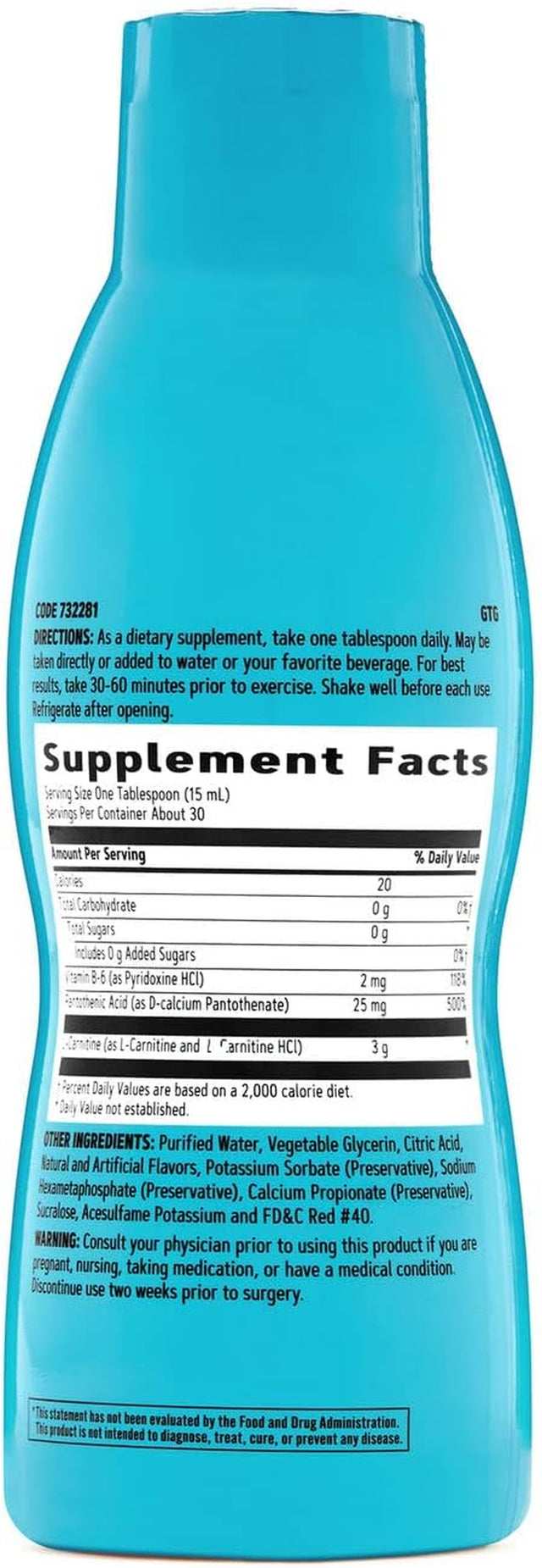 GNC Total Lean Triple Strength L-Carnitine Liquid | Supports Fatty Acid Metabolism and Helps to Fuel Muscle Recovery, Sugar Free | Fruit Punch | 16 Fl.Oz