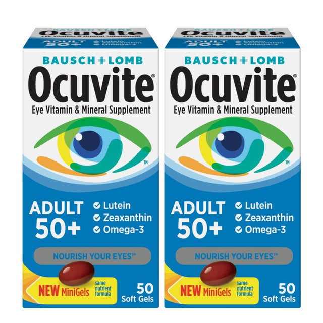 2 Pack - Bausch + Lomb Ocuvite Adult 50+ Helps Protect Eye Health, 50 Soft Gels