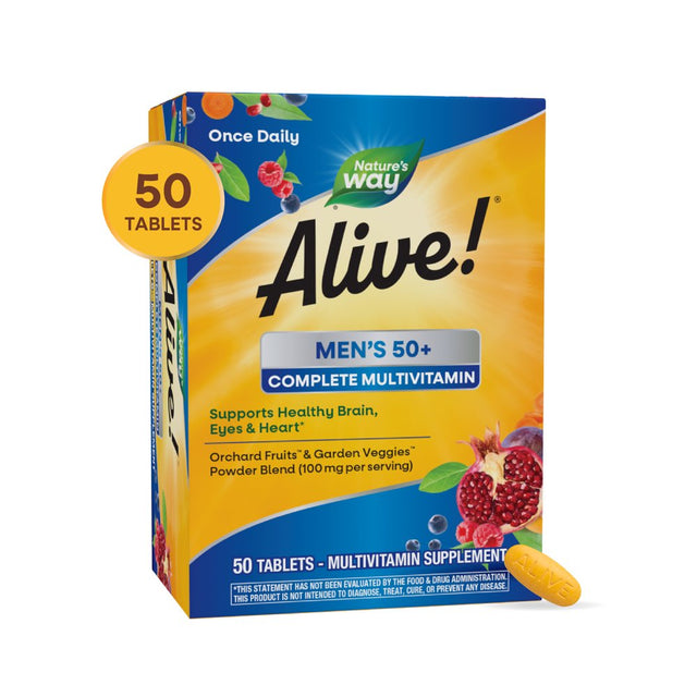 Nature'S Way Alive! Men'S 50+ Complete Multivitamin Tablets, B-Vitamins, 50 Count