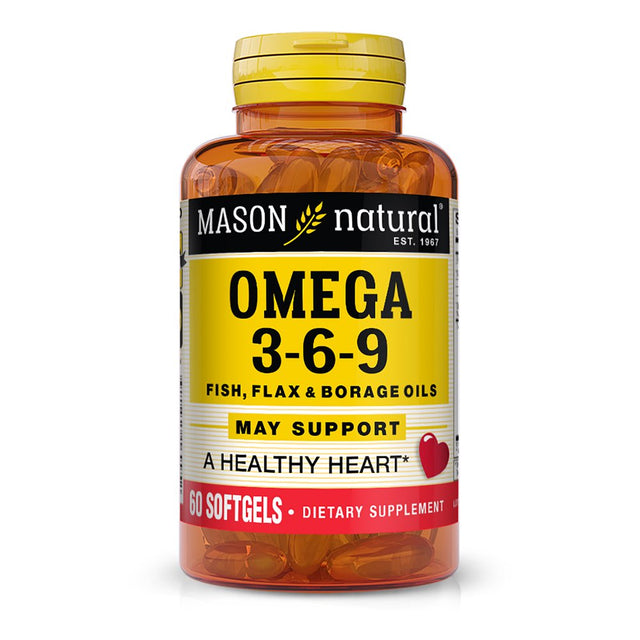 Mason Natural, Omega 3-6-9 - Healthy Heart, Fish, Flax, Borage Oils, 60 Softgels