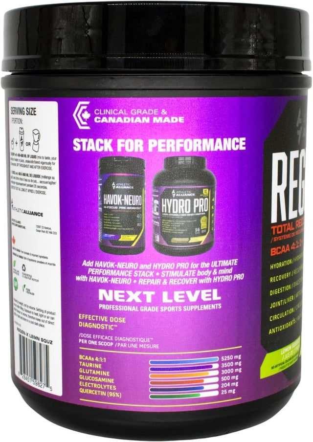 Athletic Alliance Regen-X BCAA 4:1:1 + Powder 60 Servings, BCAA Muscle Recovery (Lemon Lime)