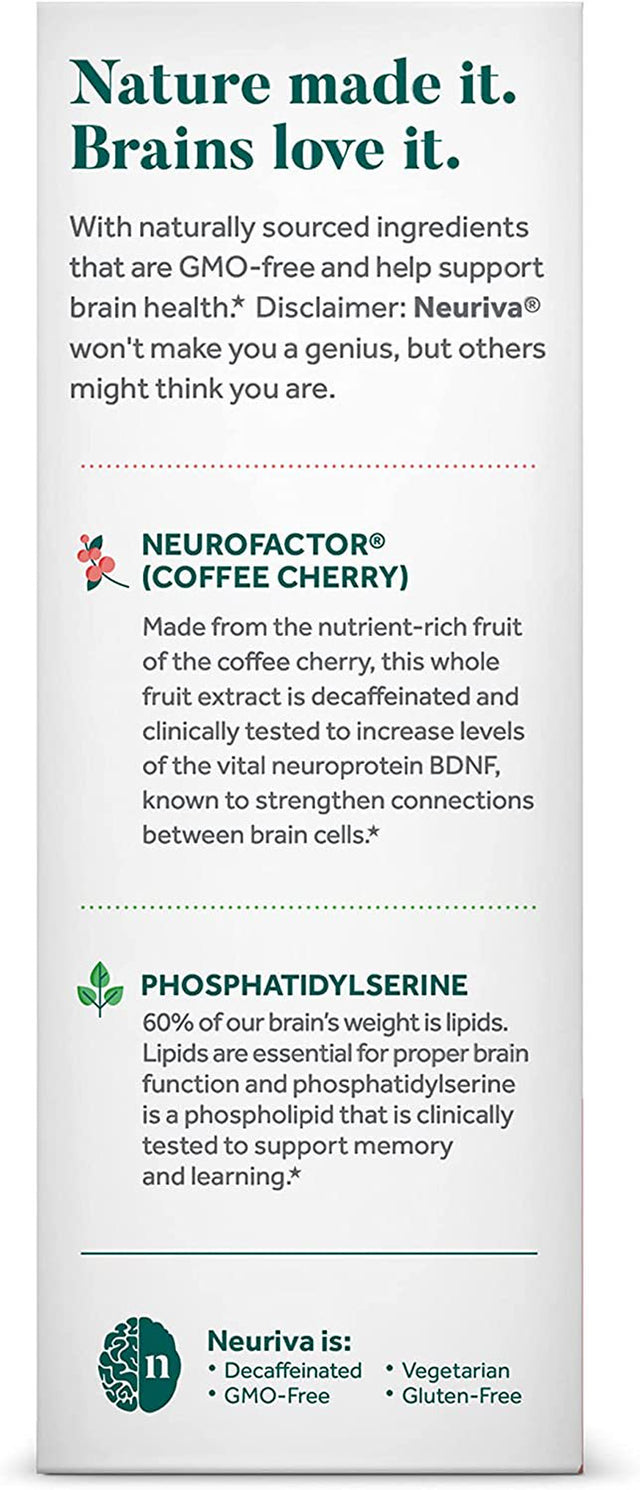 Original Brain Supplement for Memory, Focus & Concentration + Learning & Accuracy with Clinically Tested Nootropics Phosphatidylserine and Neurofactor, Caffeine Free, 30Ct Capsules