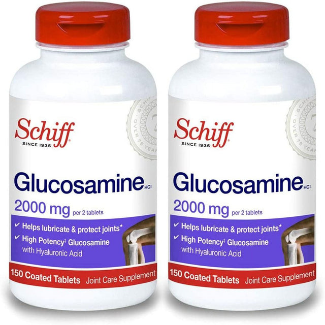 Schiff Glucosamine with Hyaluronic Acid, 2000Mg Glucosamine, Joint Care Supplement Helps Lubricate & Protect Joints*, 150 Count (Pack of 2)