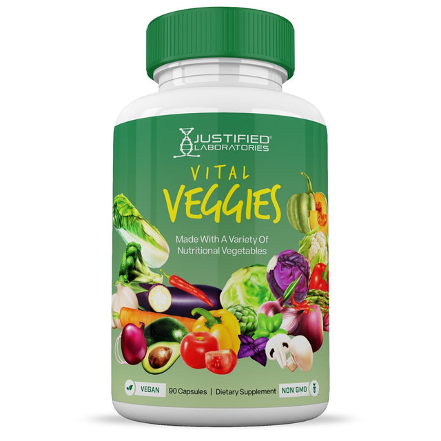 Vital Fruits and Veggies Supplement Whole Food Red & Green Superfoods Non GMO Vegan Friendly 90 Veggie Capsules per Bottle 20 Bottles