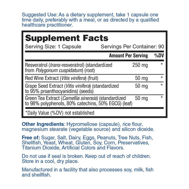 Nature'S Lab Resveratrol Ultra - 90 Count (3 Month Supply) - Antioxidant Supplement* - 250Mg Trans-Resveratrol, Red Wine Extract, Green Tea Extract- Non-Gmo, Gluten Free, Vegan