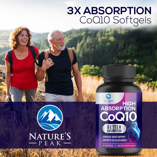 Coq10 100Mg Softgels - Powerful Coq10 100 Mg - Superior Absorption - Antioxidant for Heart Health Support & Energy Production - Coenzyme Q10 Vitamins & Supplements - 2 Month Supply - 60 Softgels