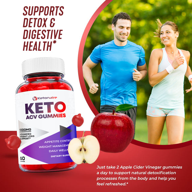 (1 Pack) Ketonaire Keto ACV Gummies - Supplement for Weight Loss - Energy & Focus Boosting Dietary Supplements for Weight Management & Metabolism - Fat Burn - 60 Gummies